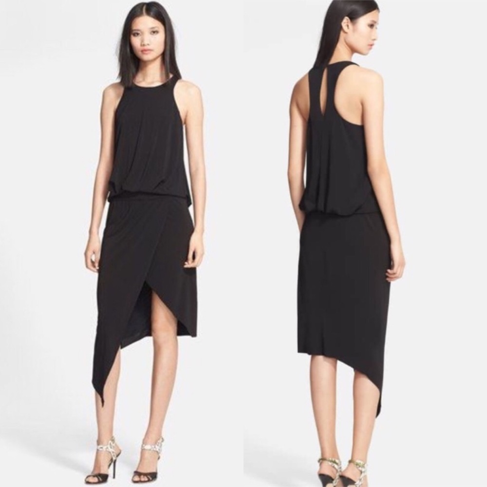 Elizabeth and James Rowan Dress Blouson Sleeveless Asymmetric Midi Black Size XS - Picture 1 of 10